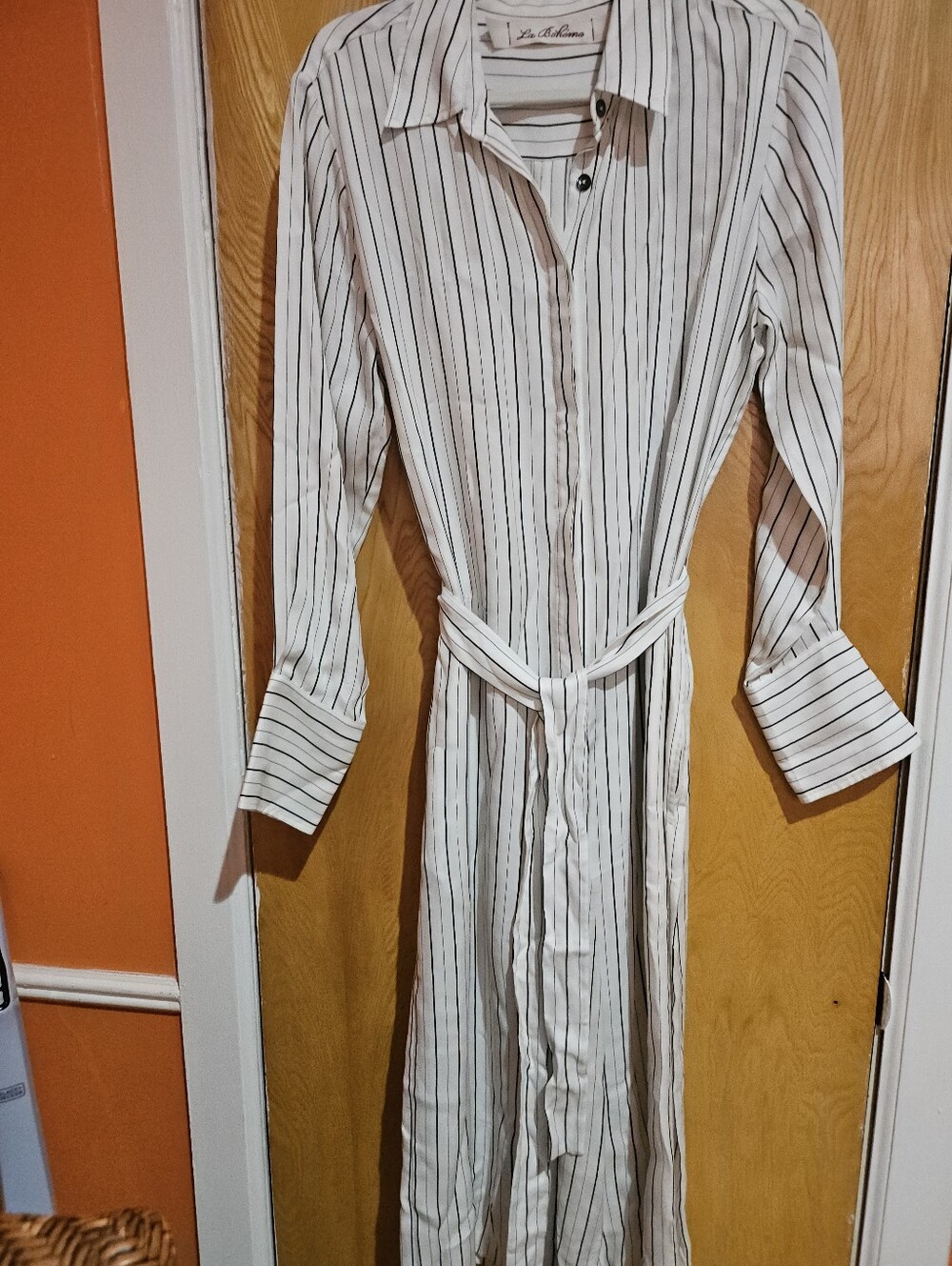 La Blanca White Jumper with Black Pinstripes